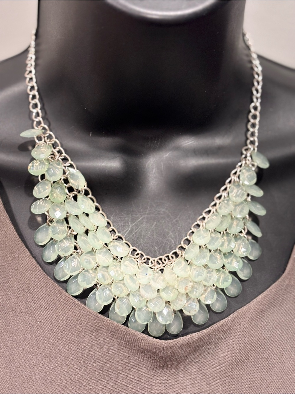 Pale Green Teardrop Statement Necklace - Women Jewelry glass necklace nice